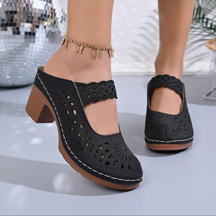 Damen Offene Mules mit filigranem Schleifenakzent R&B