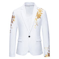 Herren eleganter Blazer mit floralem Goldmuster R&B