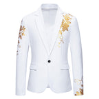 Herren eleganter Blazer mit floralem Goldmuster R&B