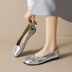 Damen Ballerina mit geschmeidigem Leder und elastischem Komfort