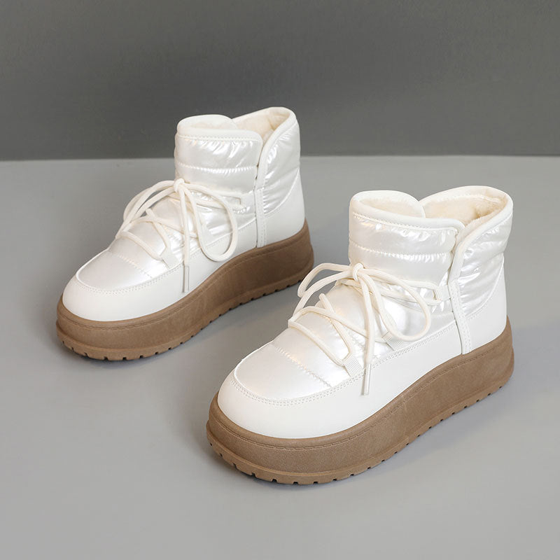 Damen modische Winterstiefeletten mit warmem Kunstfell und robuster Sohle R&B