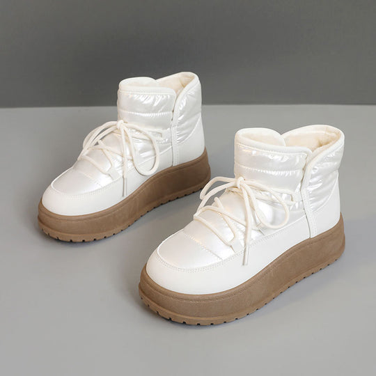 Damen modische Winterstiefeletten mit warmem Kunstfell und robuster Sohle R&B