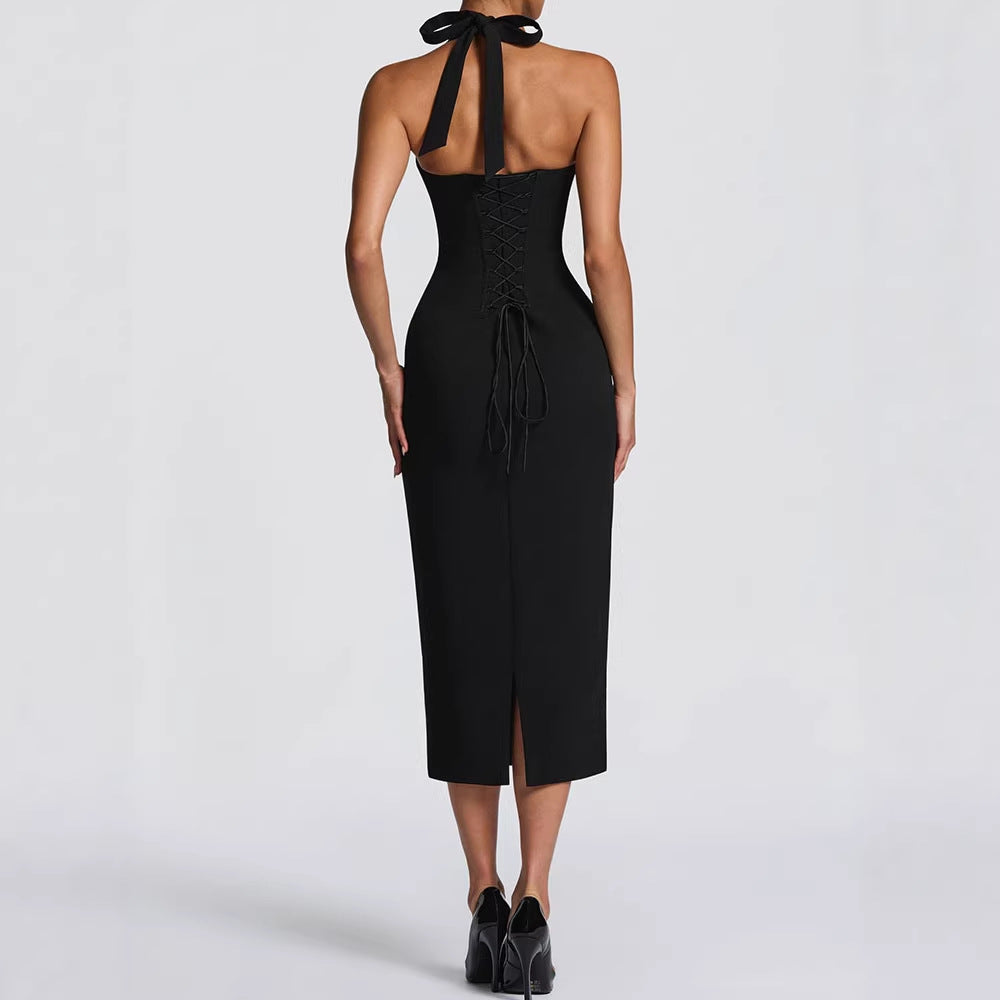 Damen Elegantes Bodycon-Kleid mit Halterdesign R&B