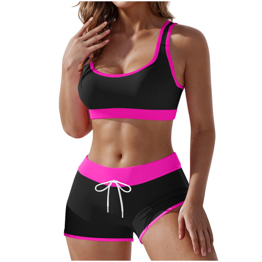 Damen nan stützendes Sportbustier mit breitem Unterbrustband und taillenhohen Trainingsshorts R&B