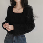 Damen modischer Strickpullover mit Kabelmuster und weitem Schnitt R&B