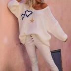 Damen Strickpullover mit liR&Benswertem Herzdesign und lässigem Schnitt R&B