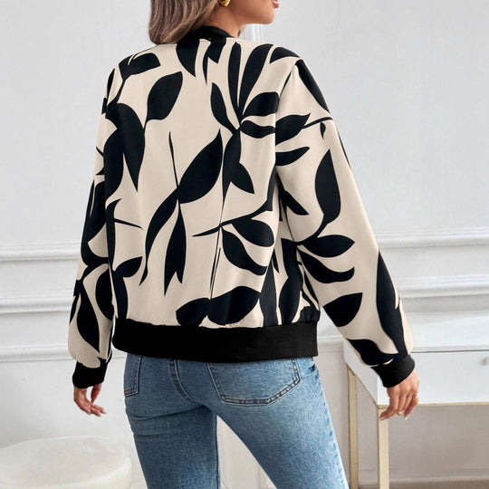 Damen Bomberjacke mit floralem Print und sportlichem Schnitt R&B