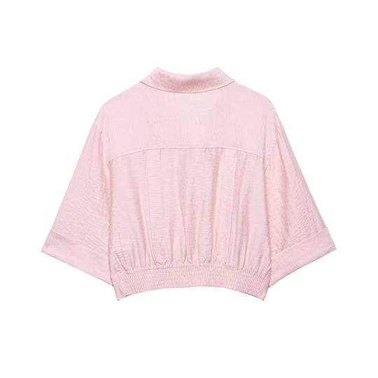 Damen kurzärmlige Bluse mit lässigem Schnitt und stylischem Kragen R&B