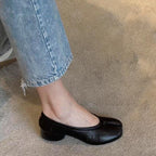 Damen Ballerinas mit spezieller Zehenöffnung und komfortablem Blockabsatz R&B
