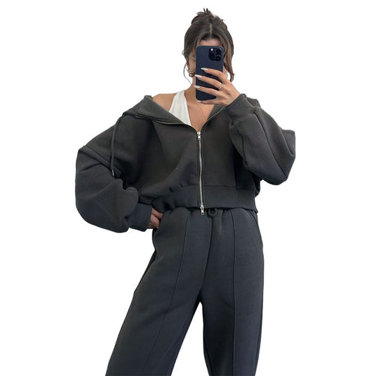Damen oversized Kapuzenjacke mit hochwertigem Reißverschluss R&B