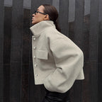 Damen Oversized Wolljacke mit Knopfleiste und praktischen Taschen R&B