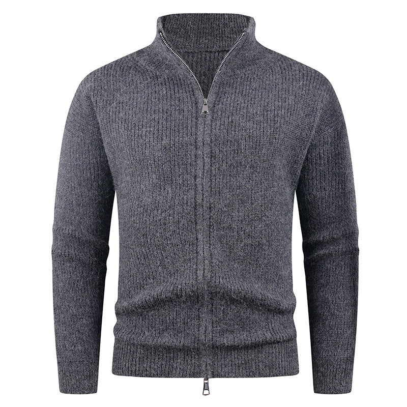 Herren Strickpullover mit hohem Kragen und dekorativem Reißverschluss R&B