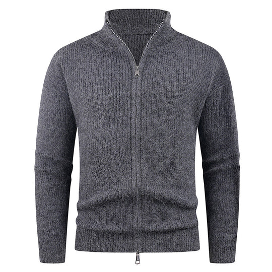 Herren Strickpullover mit hohem Kragen und dekorativem Reißverschluss R&B