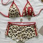 Damen Triangel-Bikini mit sportivem Shorty und animalischem Design R&B