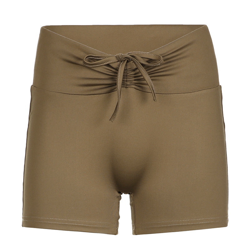 Damen Sportliches Crop-Top und Shorts-Set mit verstellbarem Bund R&B