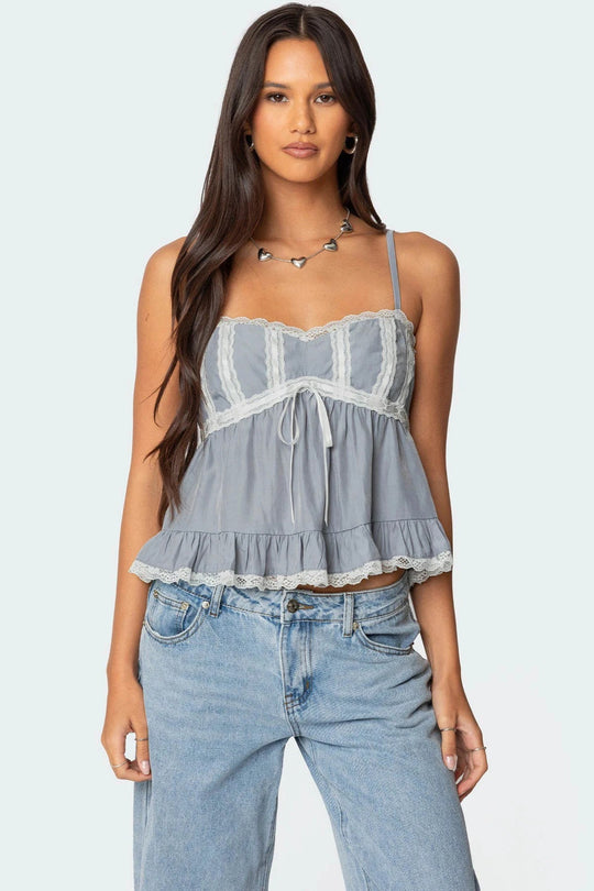 Damen Raffiniertes Sommeroberteil mit Spitzenakzenten und luftiger Silhouette R&B