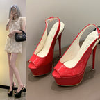 Damen Peeptoe High Heels mit offenem Fersenbereich und Stiletto-Absatz R&B