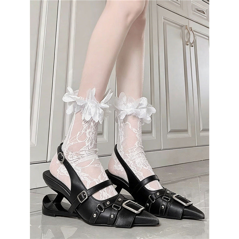 Damen Slingback-Pumps mit verstellbaren Riemen und dekorativen Schnallen R&B