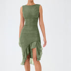 Damen Elegantes Kleid mit Rüschendetails und figurbetontem Schnitt R&B