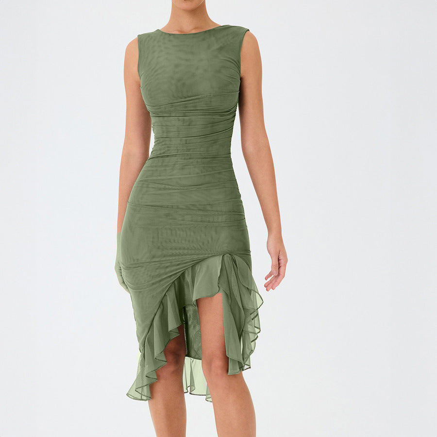 Damen Elegantes Kleid mit Rüschendetails und figurbetontem Schnitt R&B