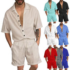 Herren Freizeit-Set mit lässigem Kurzarmhemd und elastischen Shorts R&B
