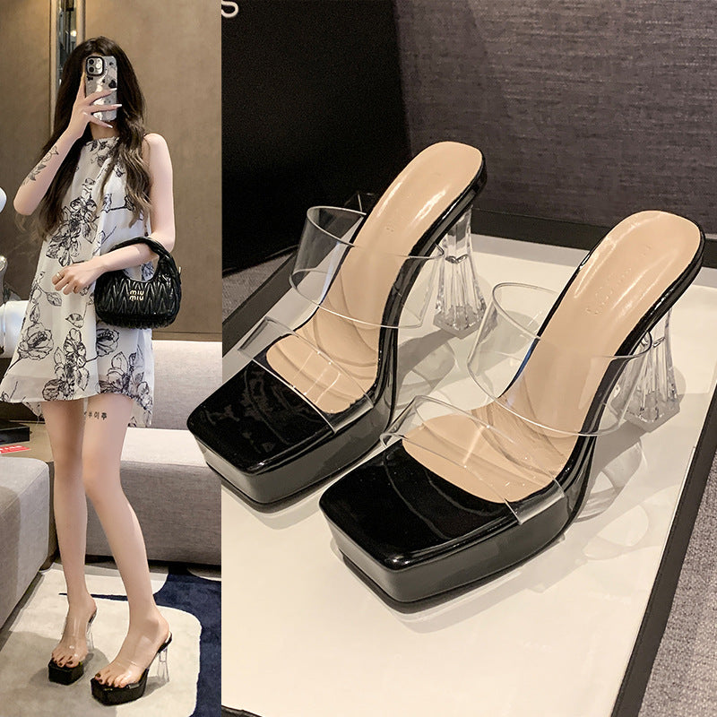 Damen transparente Plateau-Sandaletten R&B