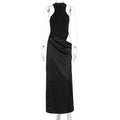 Damen Elegantes Maxikleid mit figurformendem Halterneck und drapiertem Rock R&B