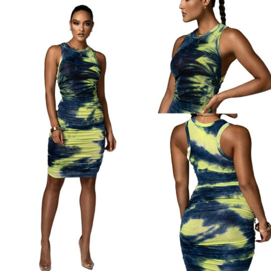 Damen Figurbetontes Wickelkleid mit Hochglanzeffekt und Farbverlauf R&B