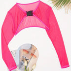 Damen Sportlicher Cropped Langarm-Top mit schickem Schnallenverschluss R&B