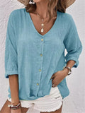 Damen luftige Bluse mit Knopfleiste R&B