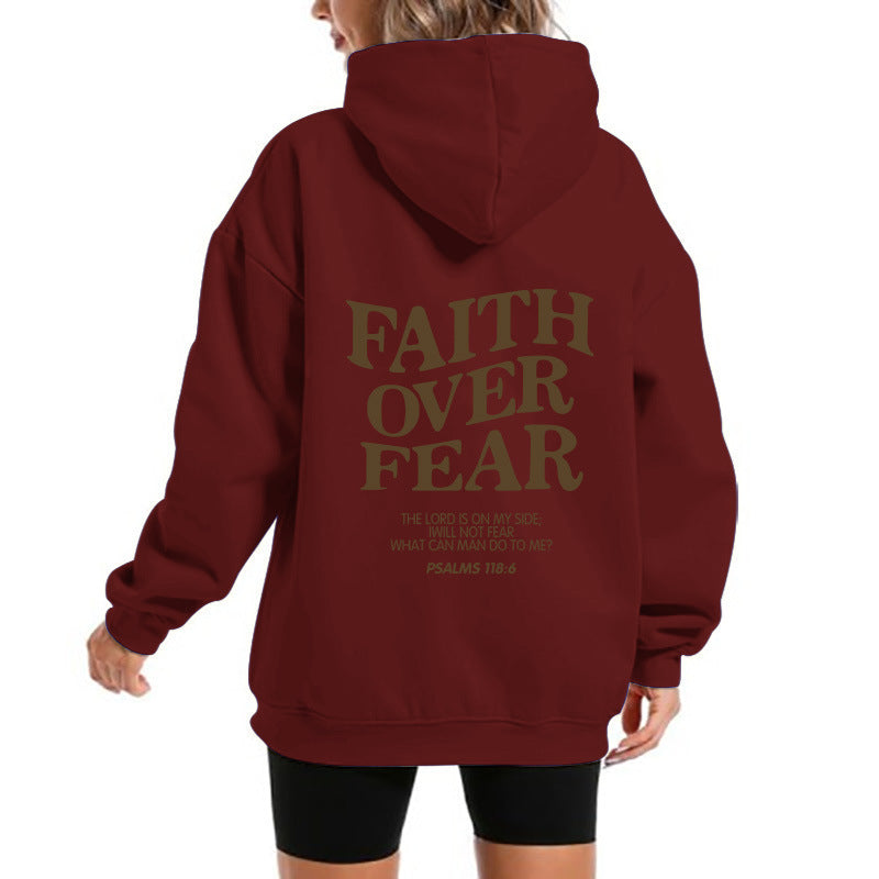 Damen Kapuzensweater mit motivierendem Schriftzug und bequemem Schnitt R&B