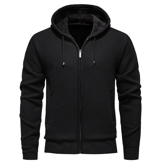 Herren moderne Kapuzenjacke mit strukturierter Oberfläche und weichem Innenfutter R&B