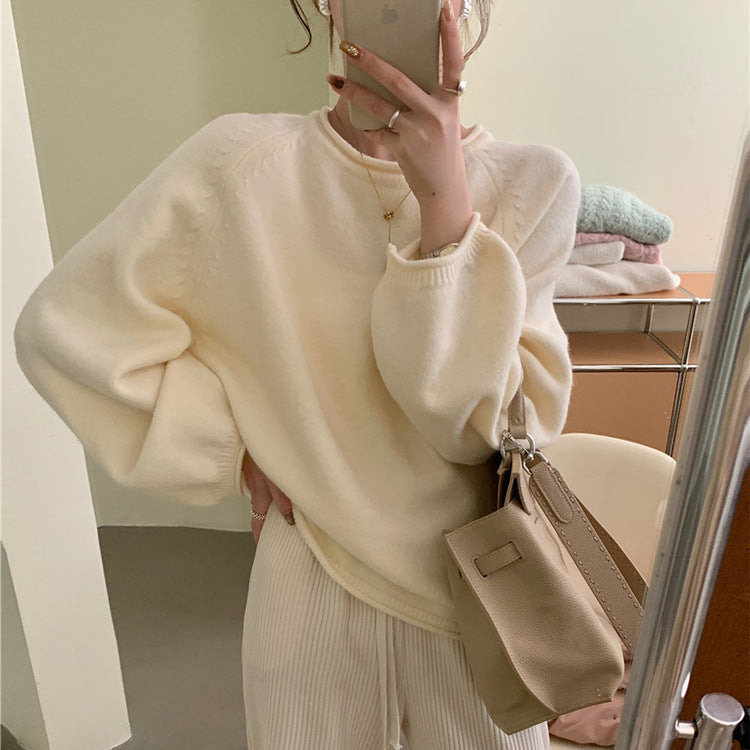 Damen Lässiger Pullover mit voluminösen Ärmeln und weichem Material R&B
