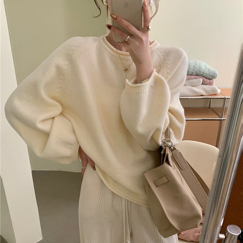 Damen Lässiger Pullover mit voluminösen Ärmeln und weichem Material R&B