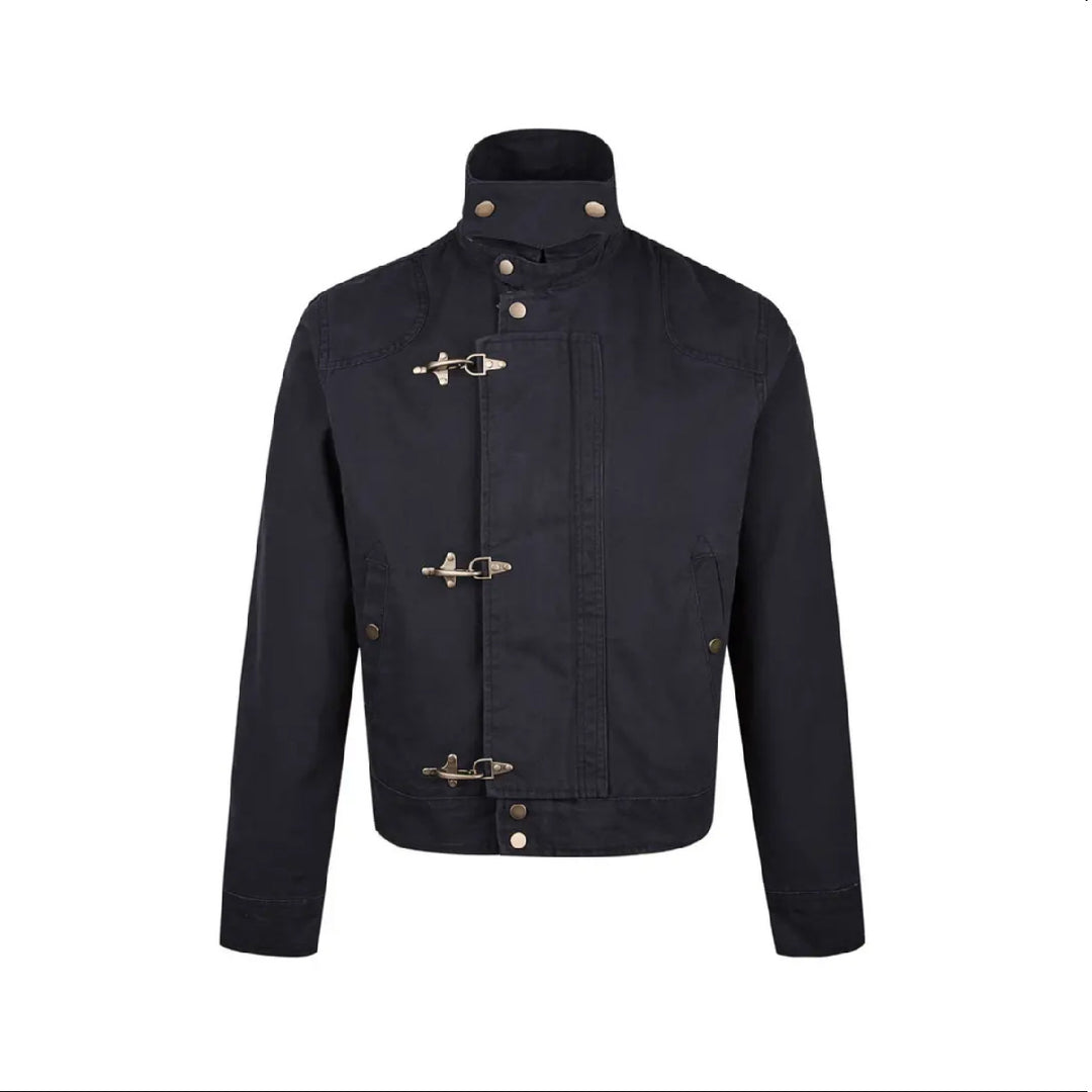 Herren modische Kurzjacke mit innovativen Schnallen und praktischem hochgeschlossenem Kragen R&B