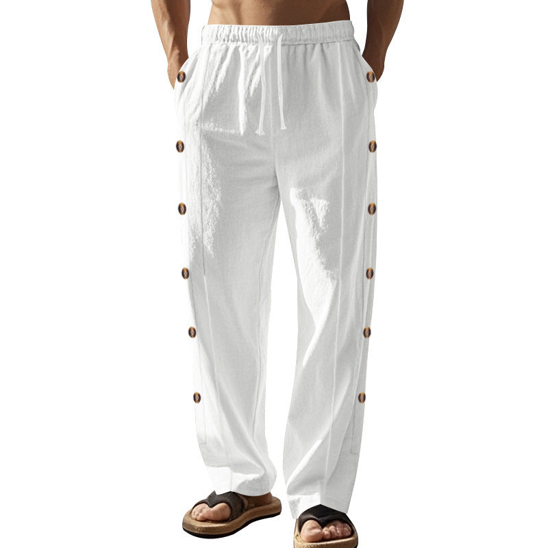Herren Bequeme Freizeithose mit Knopfdetails und elastischem Bund R&B