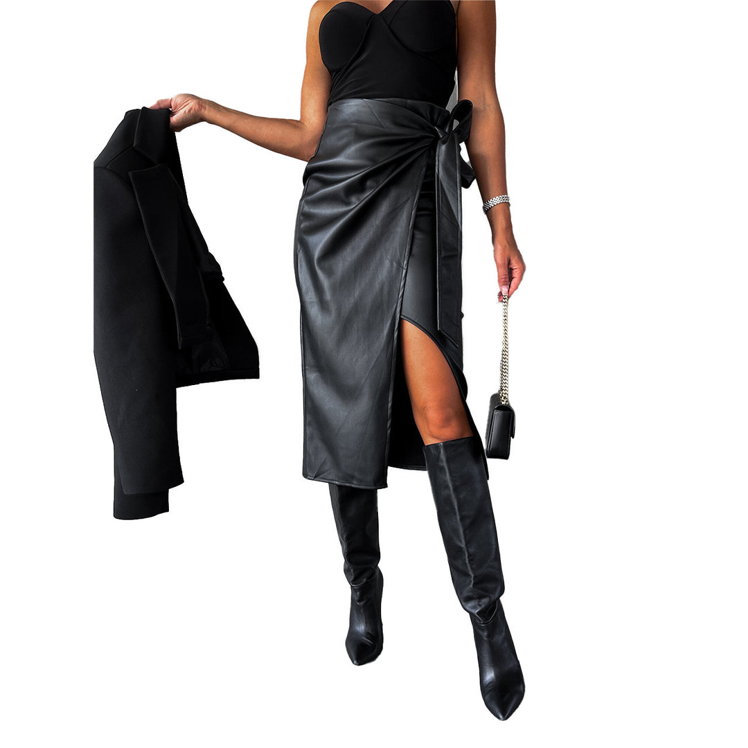 Damen Elegante Wickelrock mit hohem Schlitz R&B