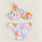 Damen Bikini mit asymmetrischem Design und modischem Farbspiel R&B