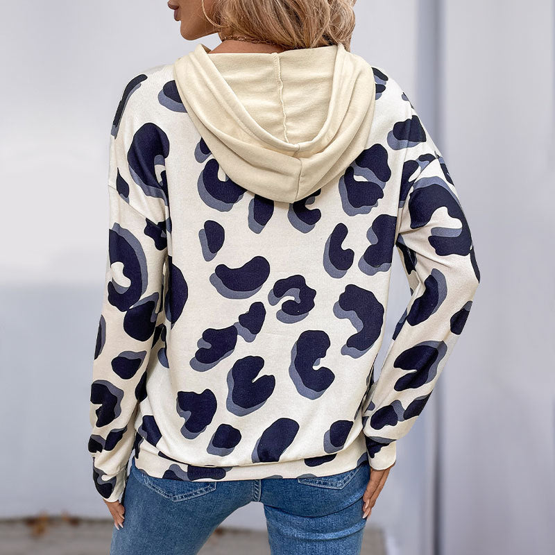 Damen lässiges Sweatshirt mit animalischem Muster und innovativem Cut-Out-Design R&B