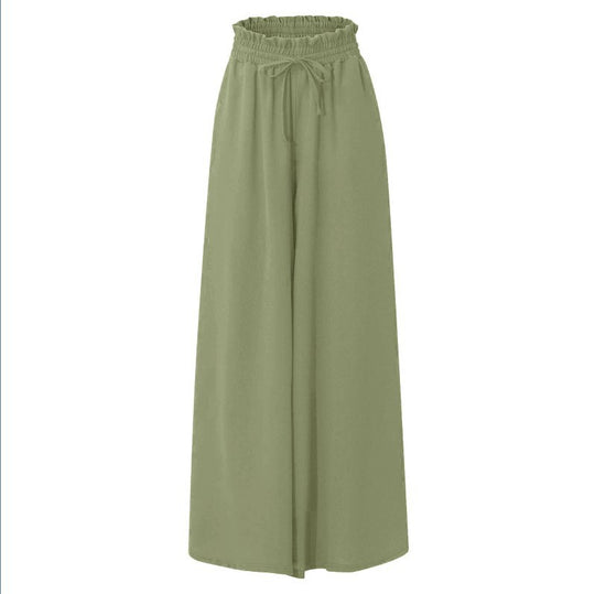 Damen Weite Leinenhose mit elastischem Bund und seitlichen Taschen R&B