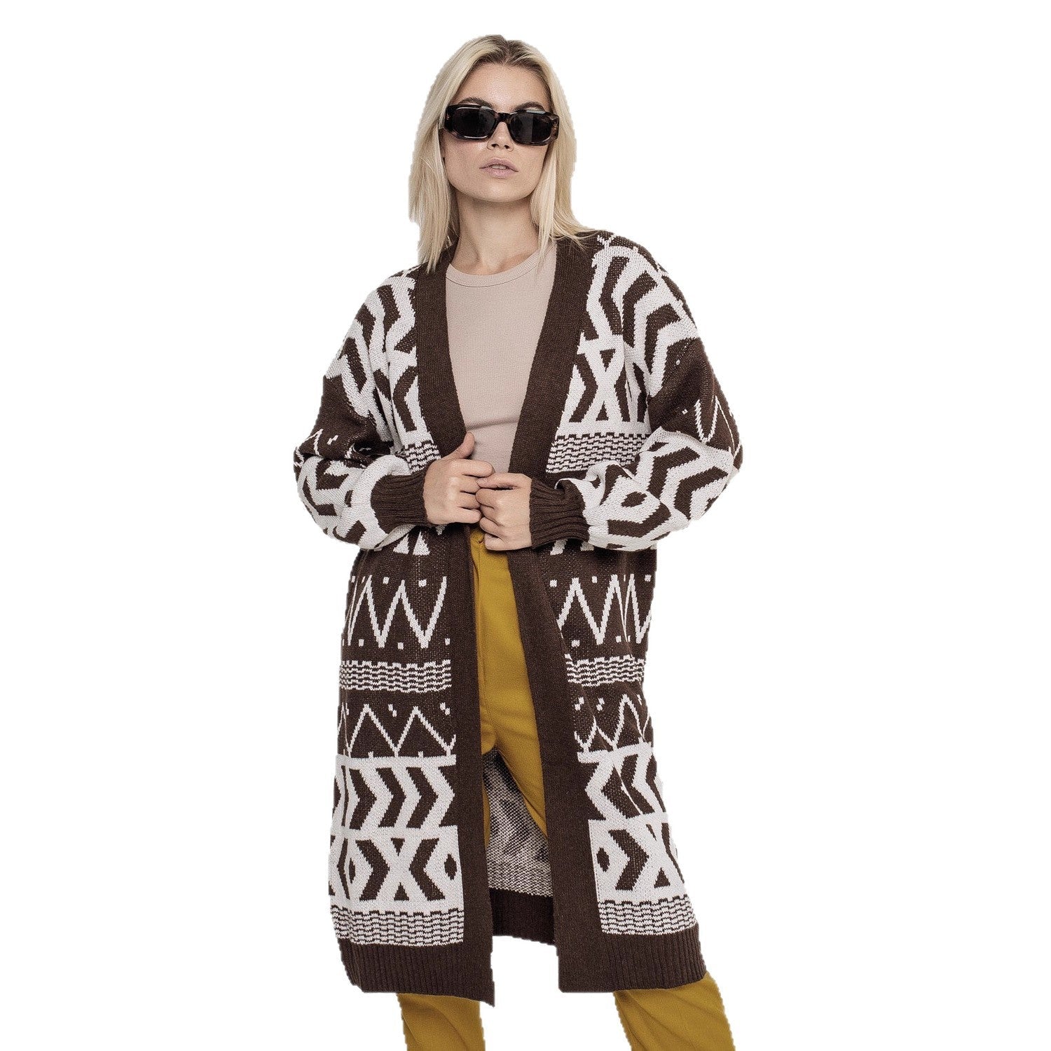 Damen Strickjacke mit kreativem Muster und lässigem Schnitt R&B