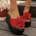 Damen Wedge-Pantoletten mit floralem Design und rutschfester Sohle
