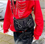 Damen Kapuzenjacke mit einzigartigem Skelett-Design und funkelnden Strasssteinen R&B