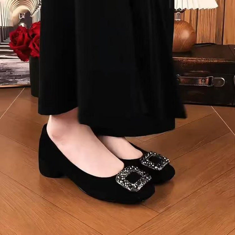 Damen elegante Ballerinas mit funkelndem Schließe-Detail R&B