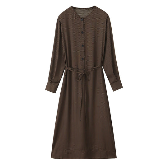 Damen Midikleid mit Knopfleiste und taillierbarem Gürtel R&B