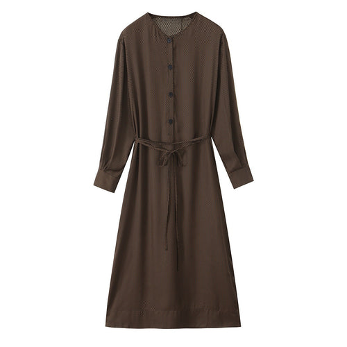 Damen Midikleid mit Knopfleiste und taillierbarem Gürtel R&B