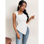 Damen Schnittiges Oberteil mit asymmetrischem Saum und figurbetontem Design R&B