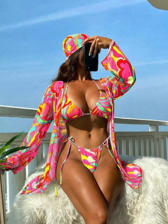 Damen Bikini-Set mit floralem Design und lässigem Cover-Up R&B