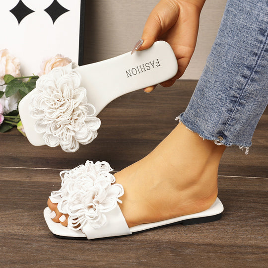 Damen elegante Slide-Sandalen mit floralen Applikationen R&B