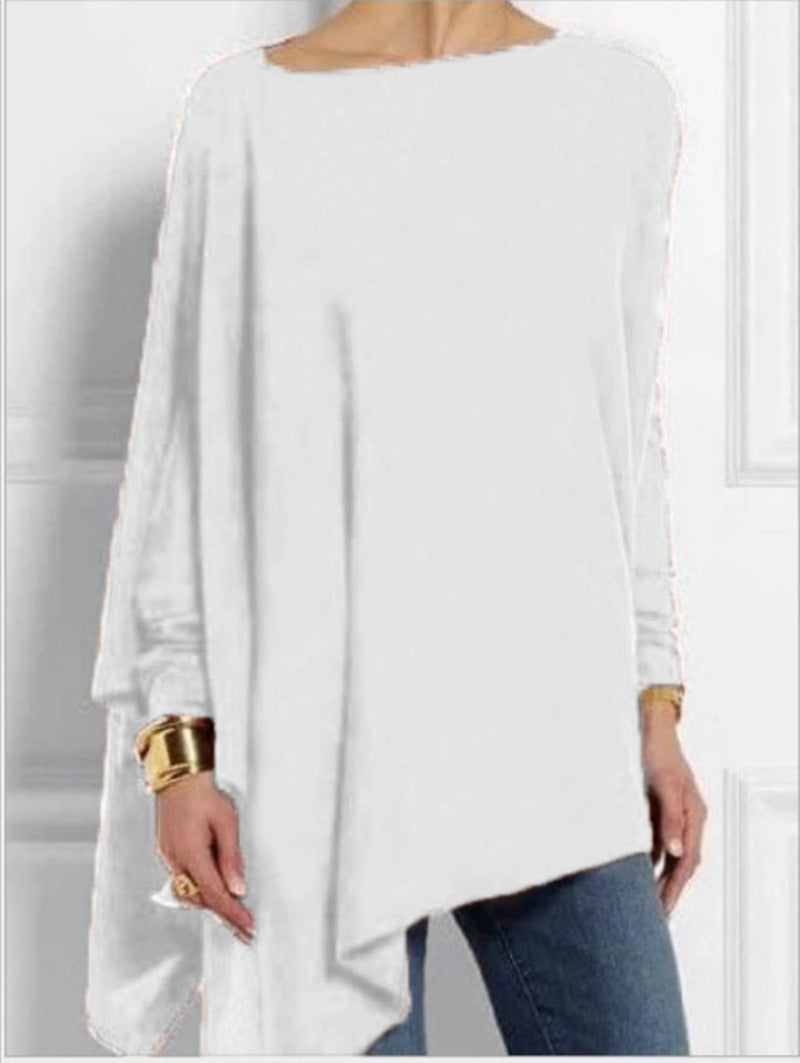 Damen nan drapierte Oversize-Tunika mit schrägem Zipfelsaum und weiten Fledermausärmeln R&B